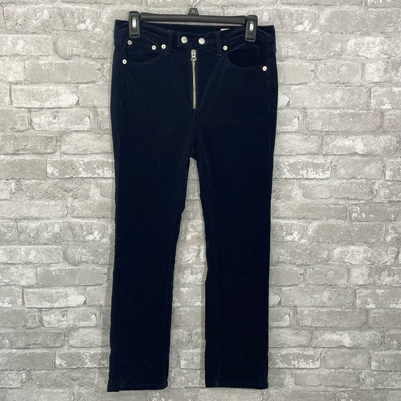 Rag & Bone Navy Straight Leg Cropped Corduroy Pants - Picture 1 of 5